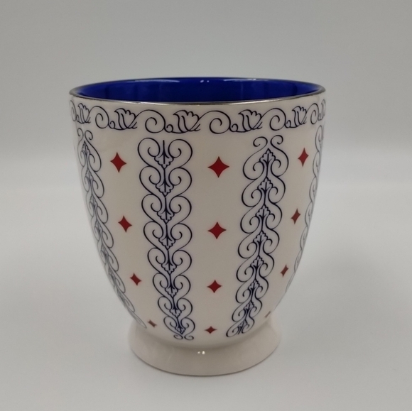 2003 Starbucks Barista Coffee Cup Mug White Blue Scroll Red Diamonds 18oz - Picture 6 of 11